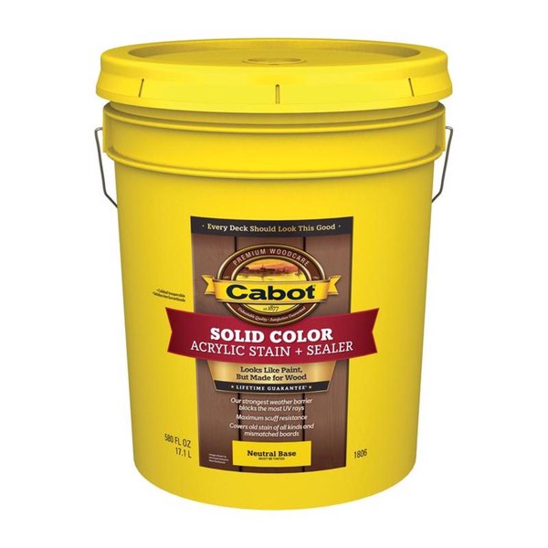 Cabot Solid Color Acrylic Stain & Sealer Solid Tintable Neutral Base Acrylic Deck Stain 5 gal 140.0001806.008